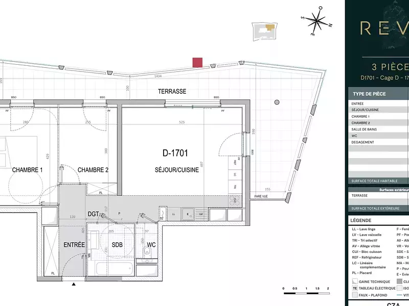 Appartement, 60,6 m²