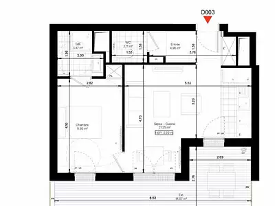 Appartement, 43,74 m²