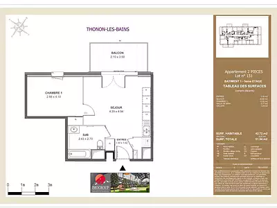 Appartement, 42,72 m²