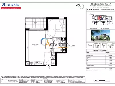 Appartement, 44,21 m²