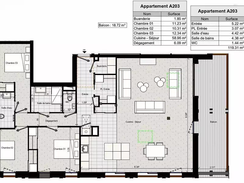 Appartement, 119 m²