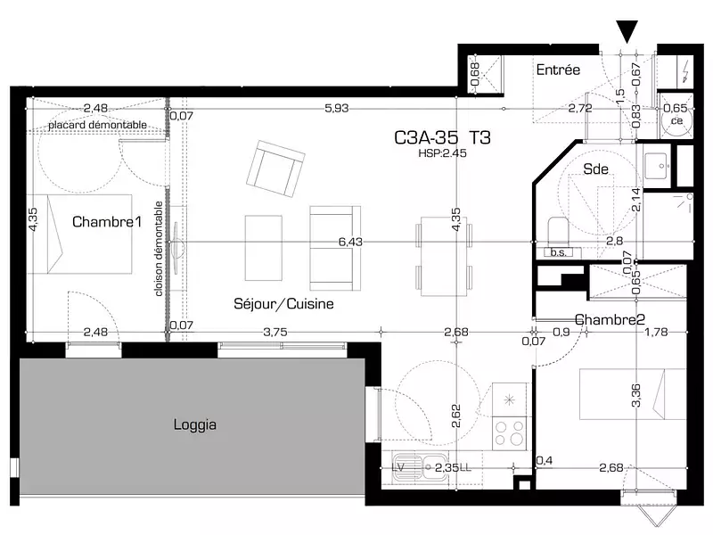 Appartement, 66,1 m²