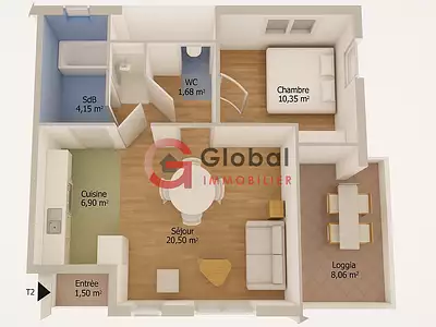 Appartement, 47,2 m²