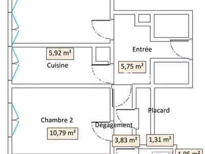Appartement, 61 m²