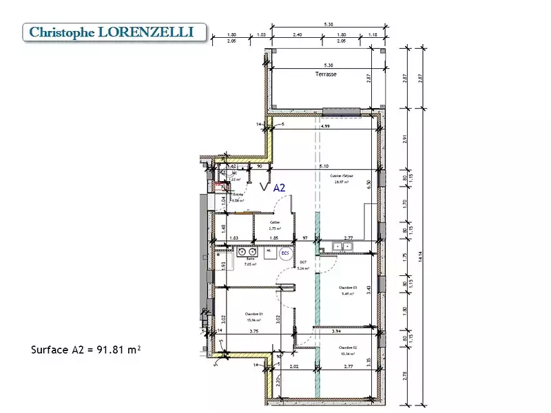 Appartement, 91 m²