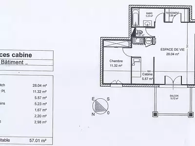 Appartement, 57,01 m²