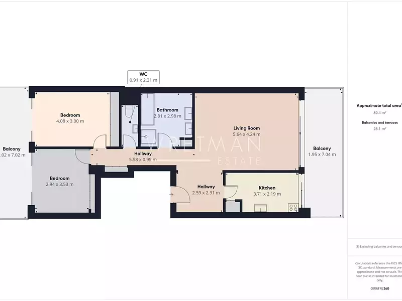 Appartement, 80 m²