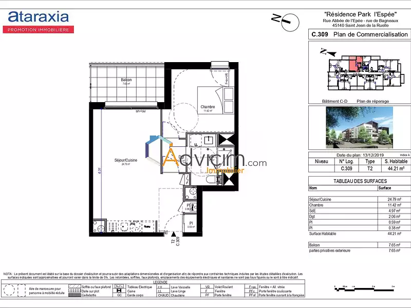 Appartement, 44,21 m²