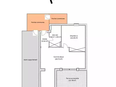 Appartement, 44,81 m²