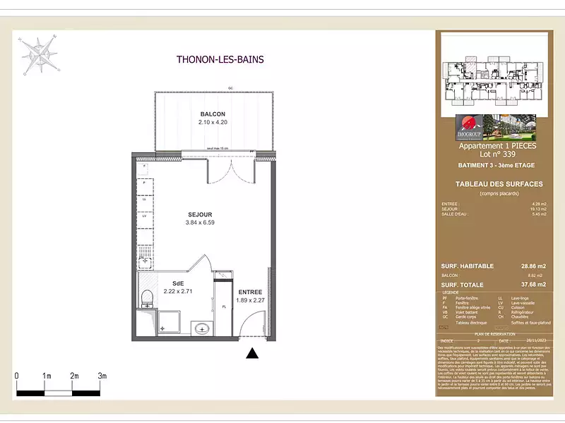Appartement, 28,86 m²