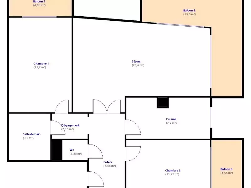 Appartement, 72,8 m²