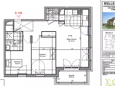 Appartement, 61,24 m²