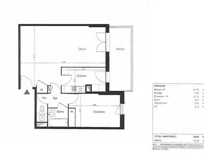 Appartement, 59 m²