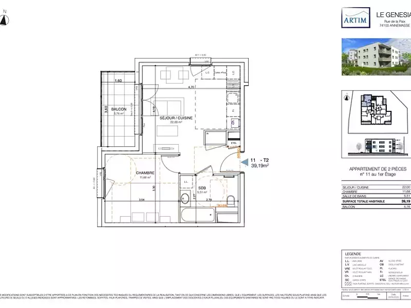 Appartement, 39 m²