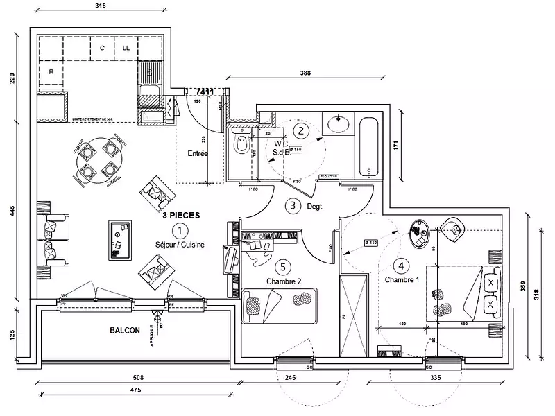 Appartement, 60,57 m²