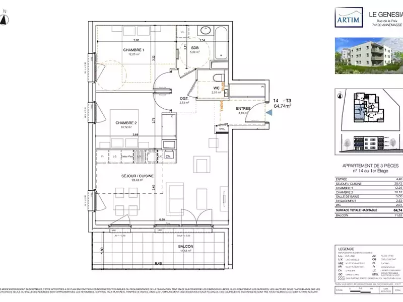 Appartement, 65 m²