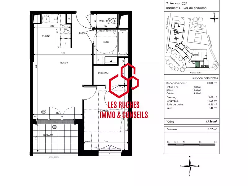Appartement, 43,56 m²
