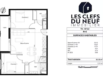 Appartement, 62 m²