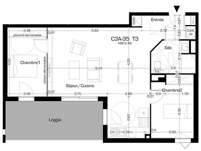 Appartement, 66,1 m²