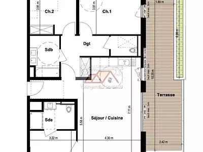 Appartement, 89,75 m²