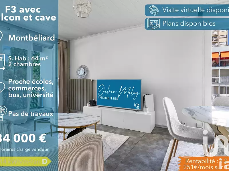 Appartement, 64 m²