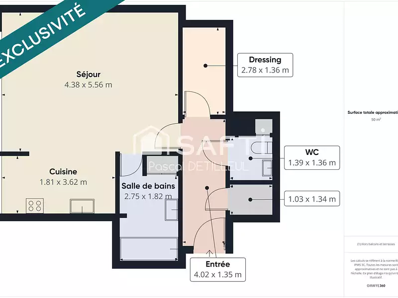 Appartement, 50 m²