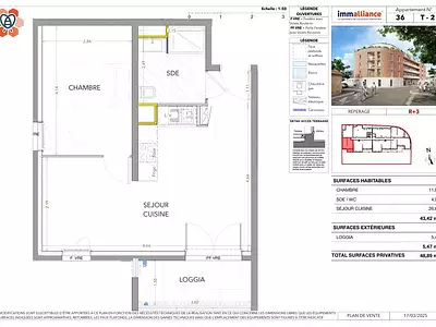 Appartement, 43,42 m²