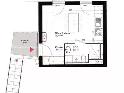 Appartement, 22,19 m²