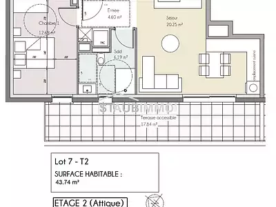 Appartement, 43,74 m²