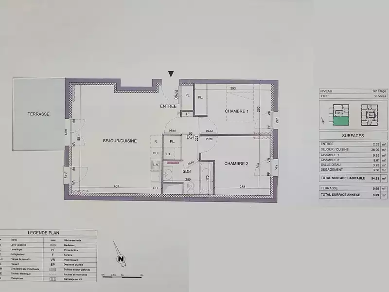 Appartement, 54,58 m²