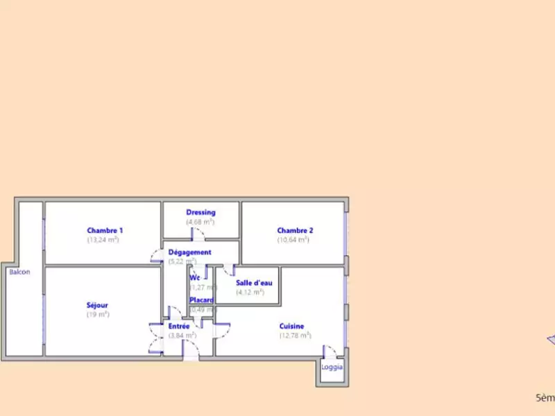 Appartement, 75 m²