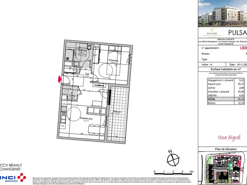 Appartement, 55,14 m²