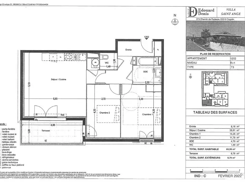Appartement, 69,59 m²