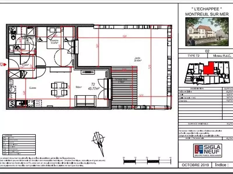 Appartement, 45,77 m²