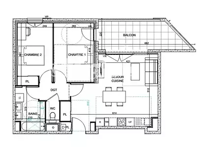 Appartement, 61,4 m²