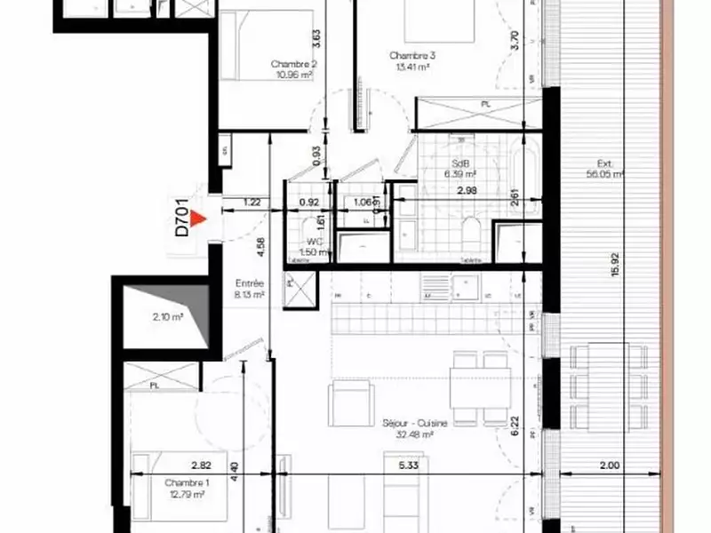 Appartement, 89,4 m²