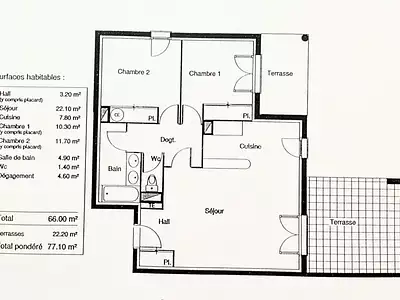 Appartement, 66 m²