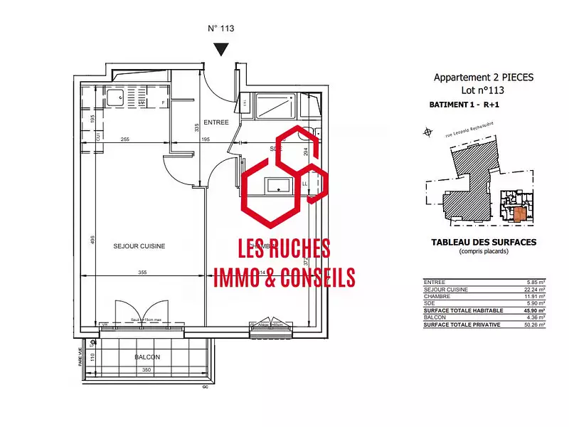 Appartement, 45,9 m²