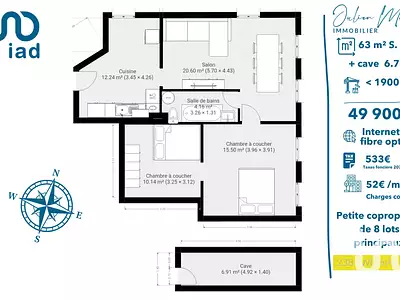 Appartement, 63 m²