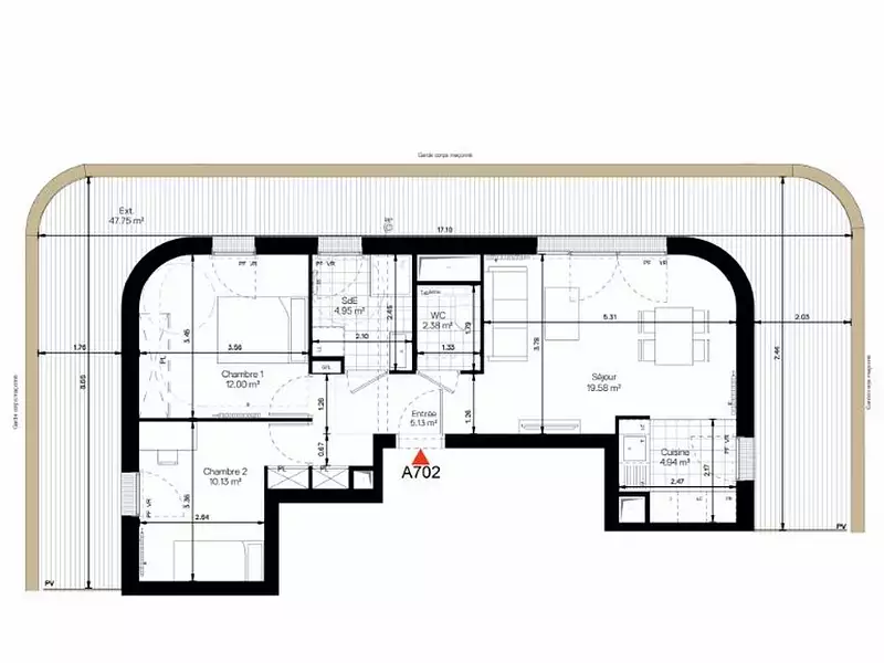 Appartement, 59,11 m²