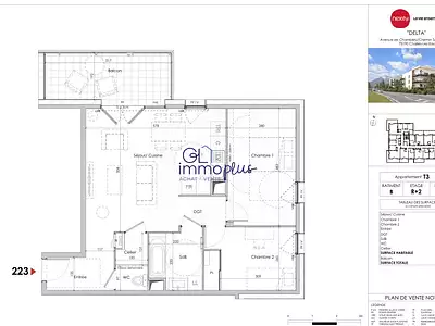 Appartement, 60 m²