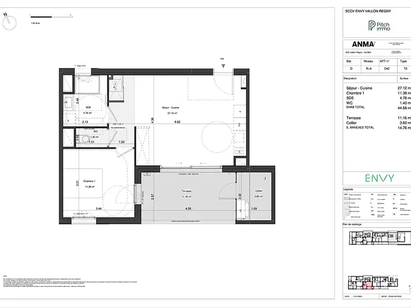 Appartement, 44,68 m²