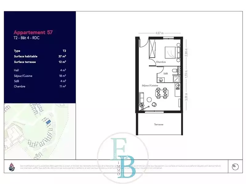 Appartement, 37,5 m²