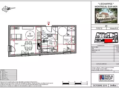 Appartement, 44,24 m²