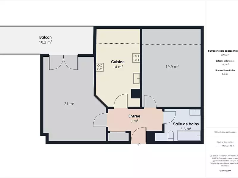 Appartement, 56,5 m²