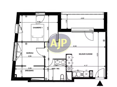 Appartement, 53,76 m²