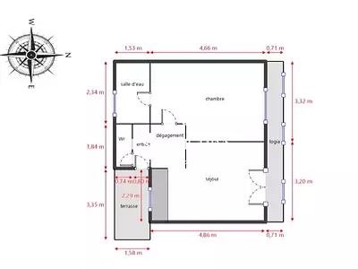 Appartement, 33,55 m²
