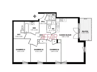 Appartement, 85,38 m²