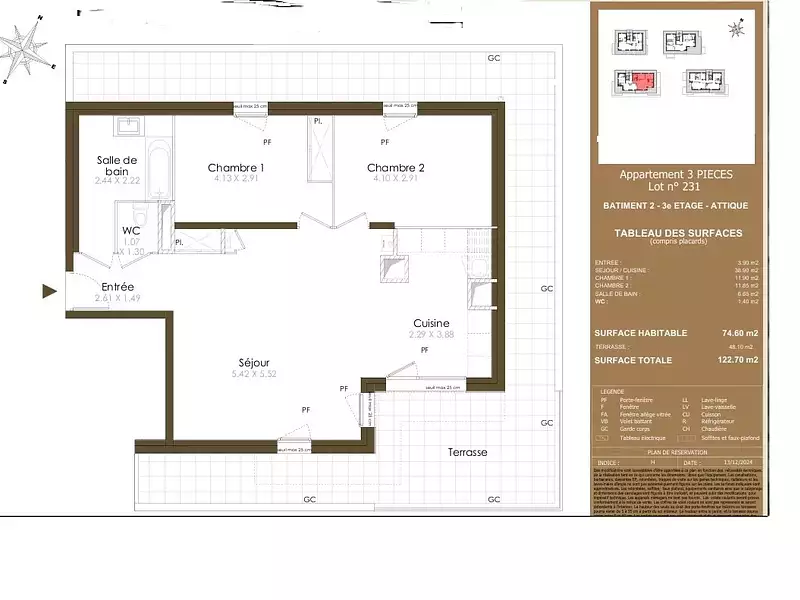 Appartement, 74,6 m²