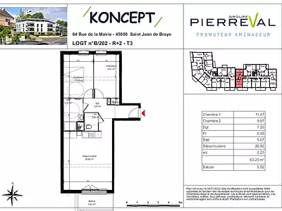 Appartement, 63,25 m²